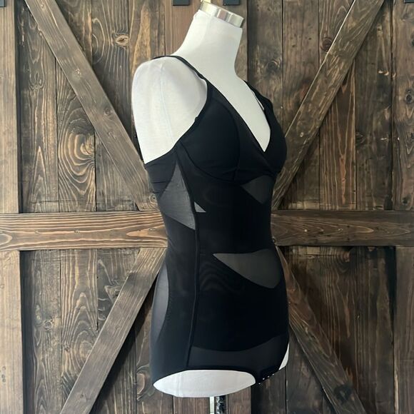 V-Neck Bodysuit Tummy Control Mesh Cross Slim Belly Body Shaper Waist Trainer - Picture 7 of 16